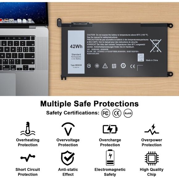 42WH WDX0R Laptop Battery Replacement Dell Inspiron 13 15 3000 5000 7000 Series - Picture 2 of 7